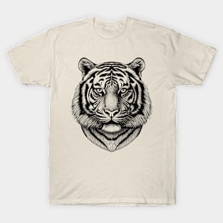 Black and White Tiger Face T-Shirt